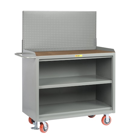 Little Giant Mobile Bench Cabinets, 36"W, Center Shelf, 1/4" Hardboard, Pegboard MH3-2436-FL-PB